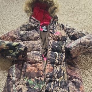 Mossy Oak Camouflage Jacket with Pink Logo